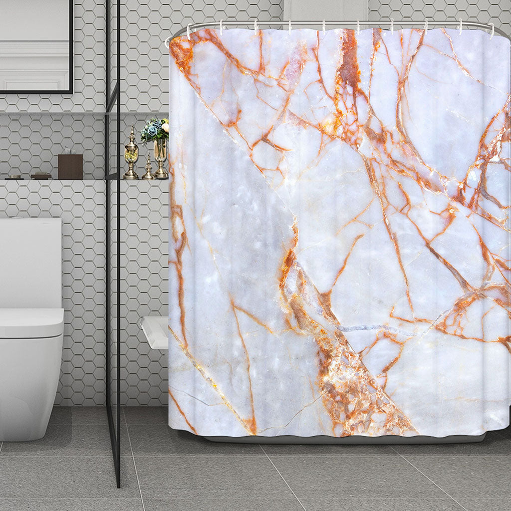 Grey Bronze Marble Print Polyester Shower Curtain