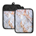 Grey Bronze Marble Print Pot Holders With Pocket