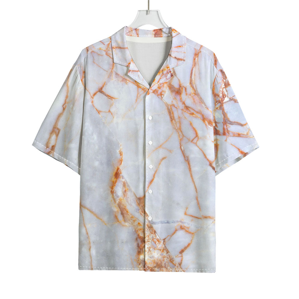 Grey Bronze Marble Print Rayon Hawaiian Shirt