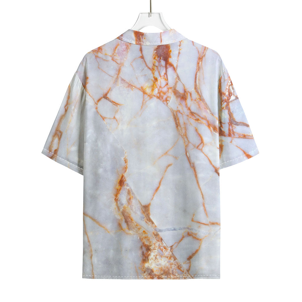 Grey Bronze Marble Print Rayon Hawaiian Shirt