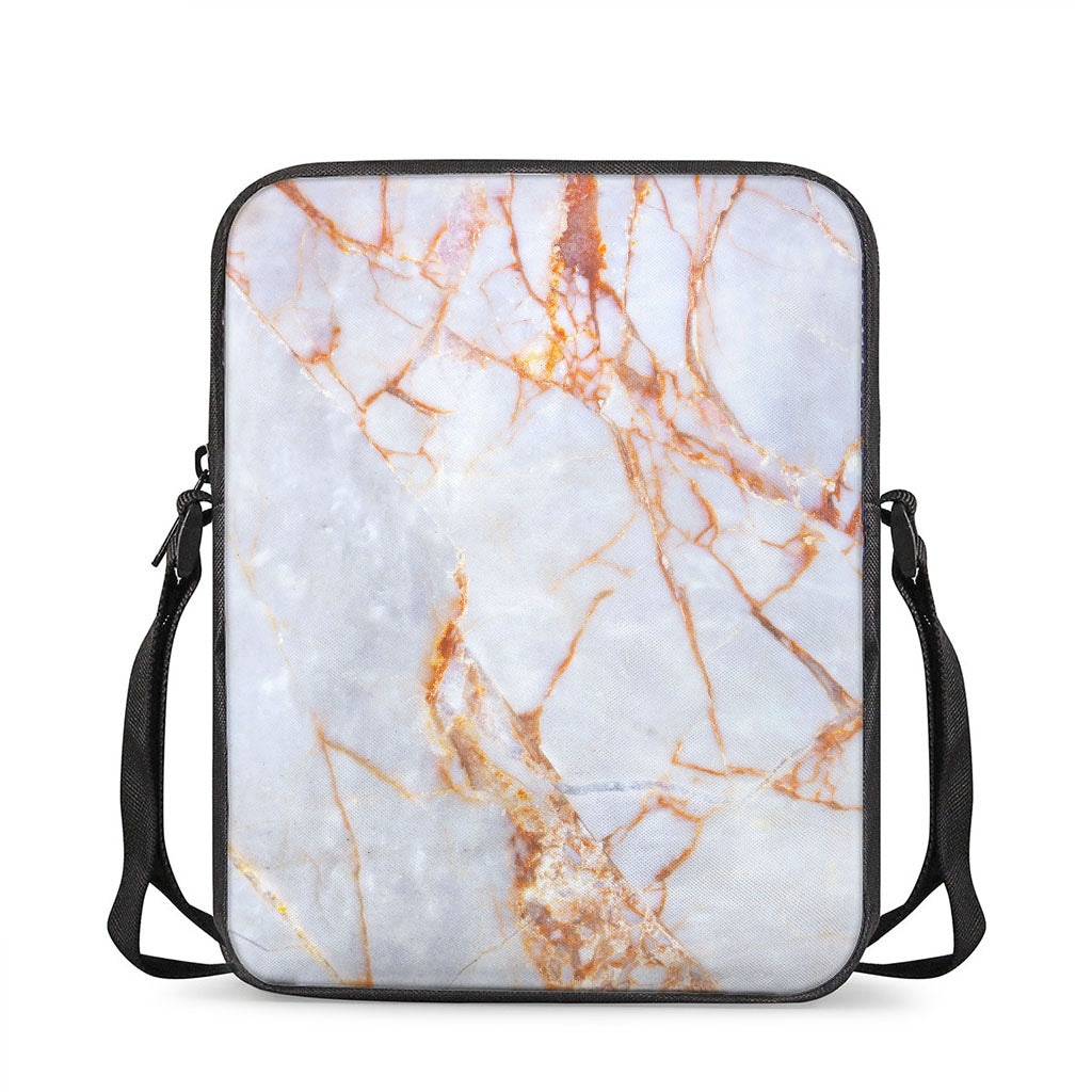 Grey Bronze Marble Print Rectangular Crossbody Bag