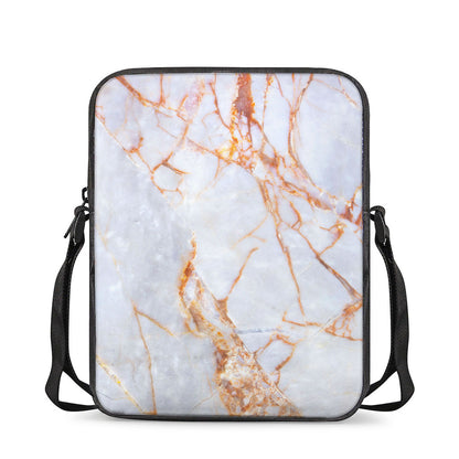 Grey Bronze Marble Print Rectangular Crossbody Bag