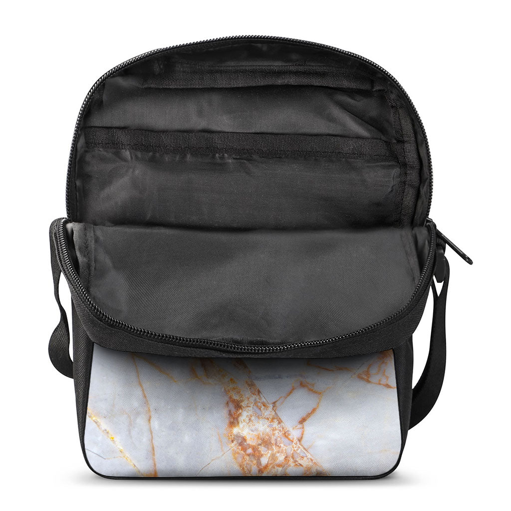 Grey Bronze Marble Print Rectangular Crossbody Bag