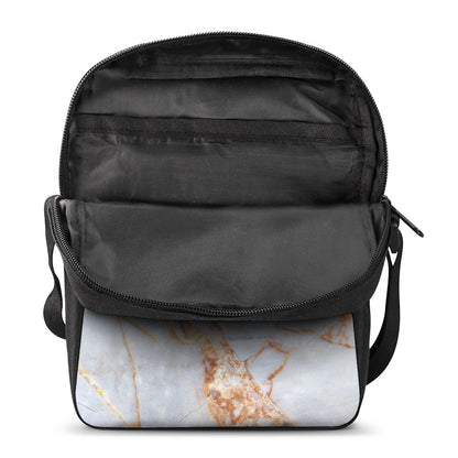 Grey Bronze Marble Print Rectangular Crossbody Bag