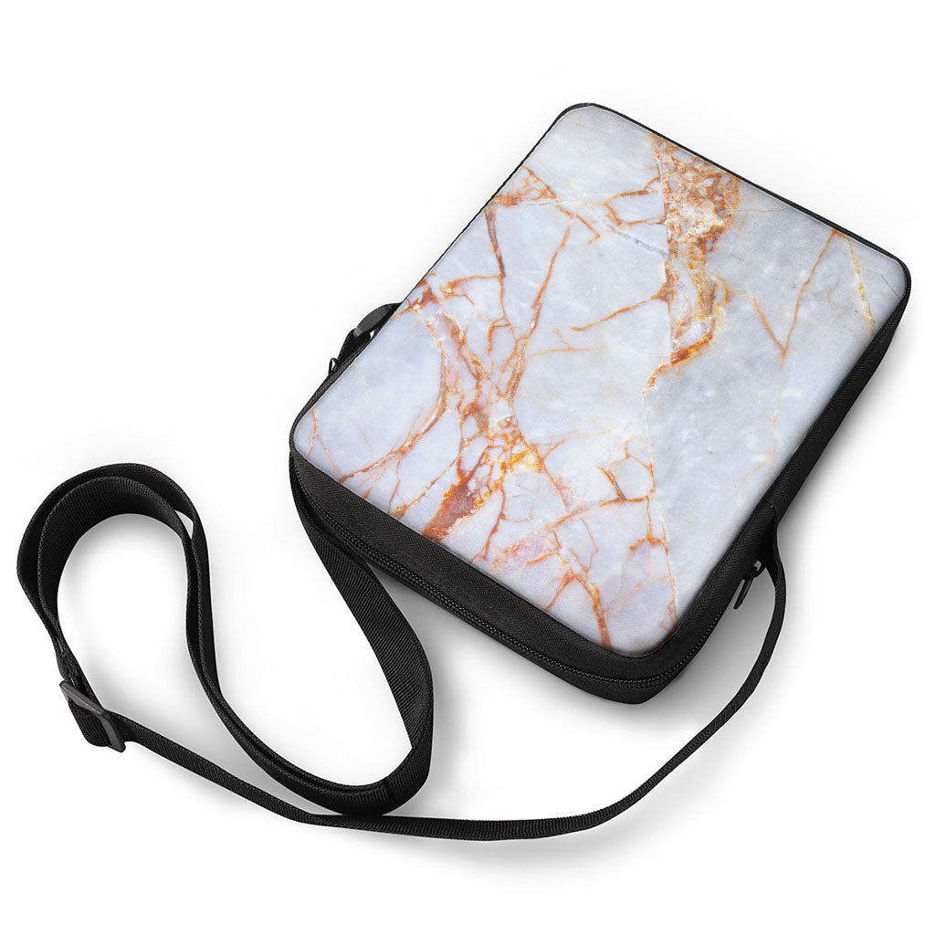 Grey Bronze Marble Print Rectangular Crossbody Bag