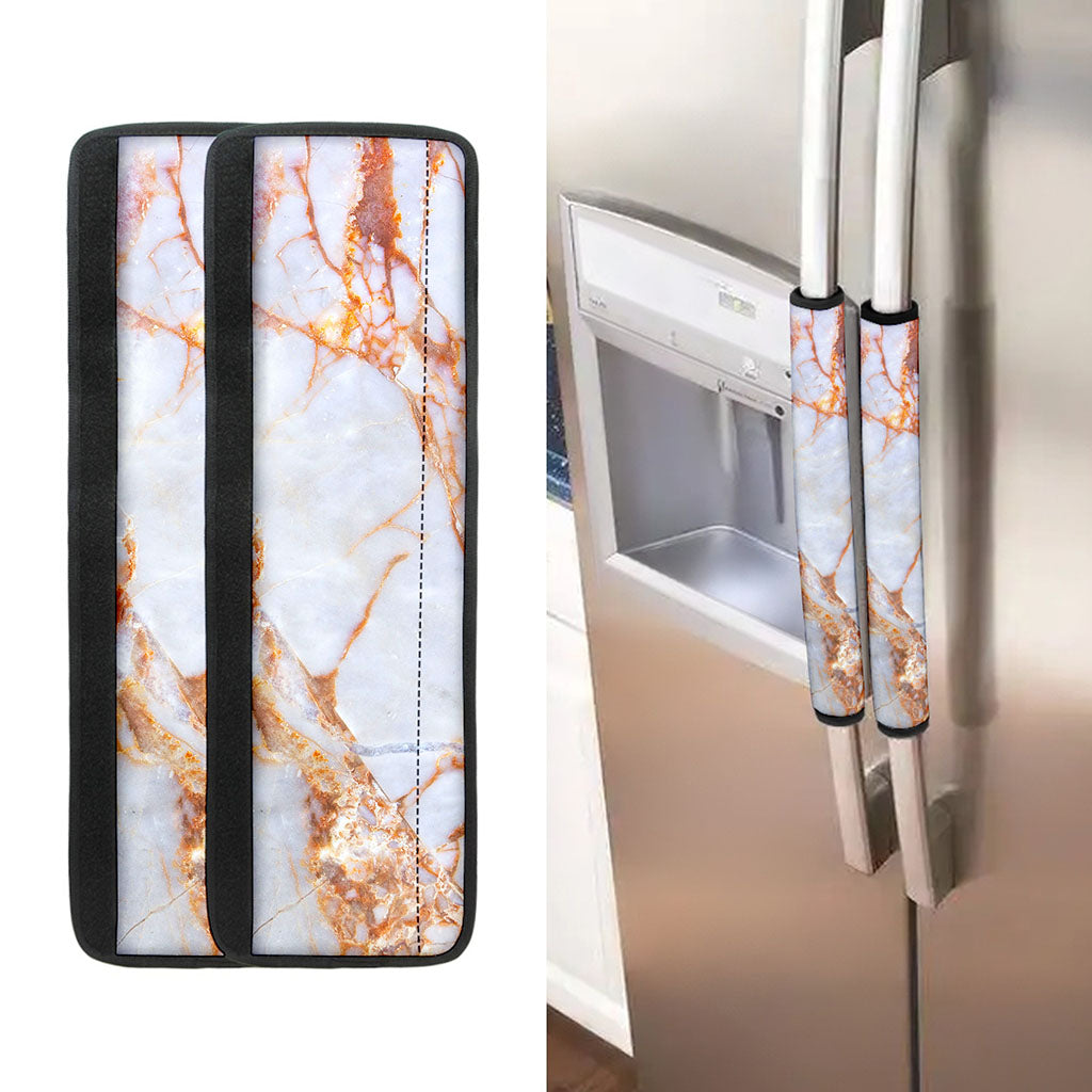Grey Bronze Marble Print Refrigerator Handle Covers