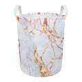 Grey Bronze Marble Print Round Laundry Basket
