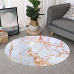 Grey Bronze Marble Print Round Rug