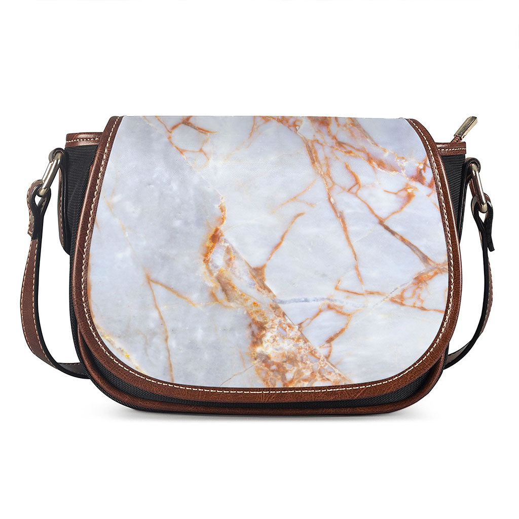 Grey Bronze Marble Print Saddle Bag
