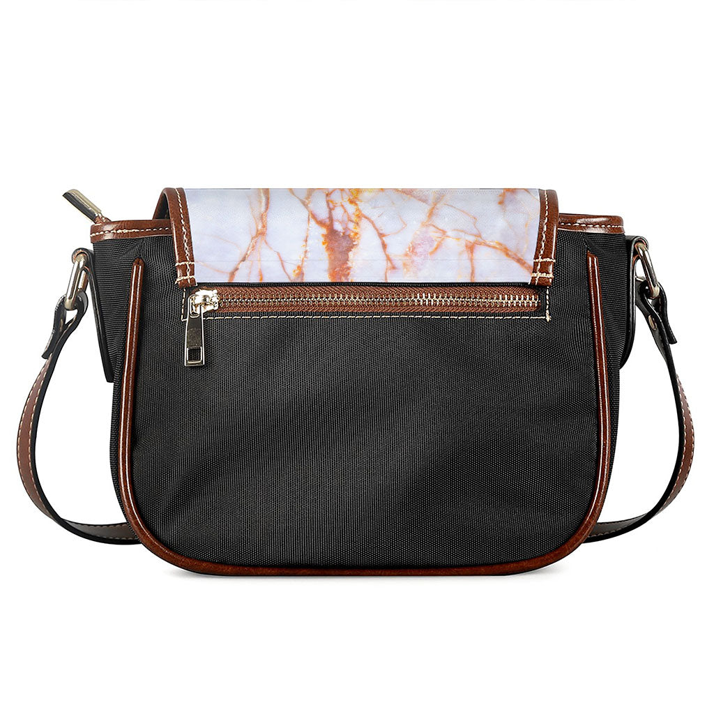 Grey Bronze Marble Print Saddle Bag