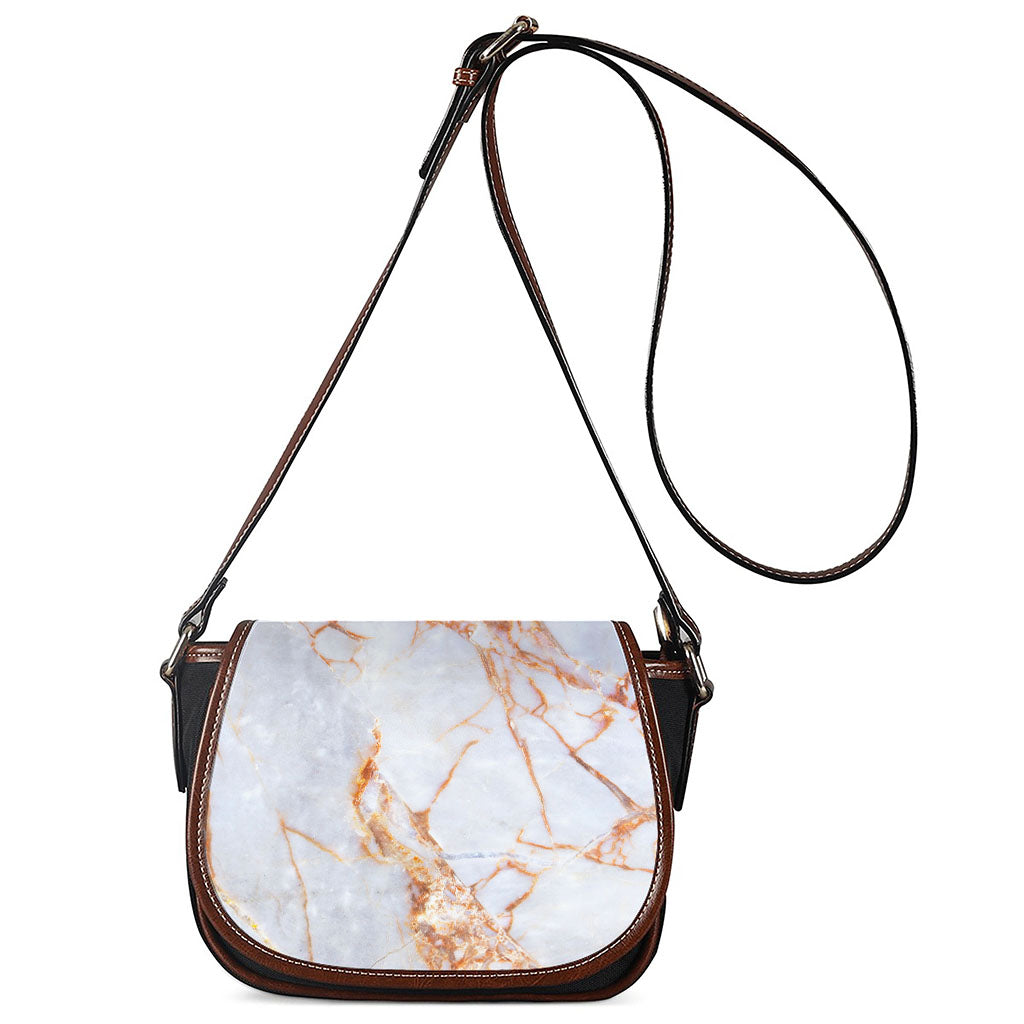 Grey Bronze Marble Print Saddle Bag