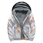 Grey Bronze Marble Print Sherpa Lined Zip Up Hoodie