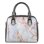 Grey Bronze Marble Print Shoulder Handbag