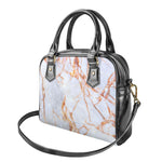 Grey Bronze Marble Print Shoulder Handbag