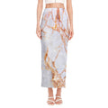 Grey Bronze Marble Print Side Slit Maxi Skirt