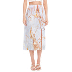 Grey Bronze Marble Print Side Slit Midi Skirt