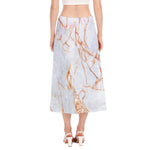 Grey Bronze Marble Print Side Slit Midi Skirt