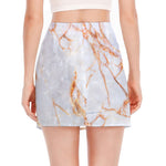 Grey Bronze Marble Print Side Slit Mini Skirt