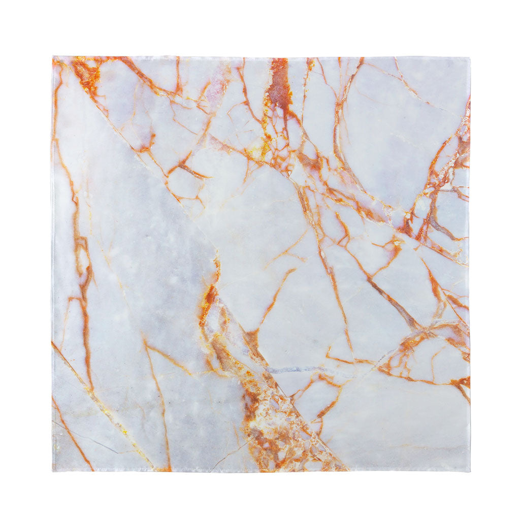 Grey Bronze Marble Print Silk Bandana