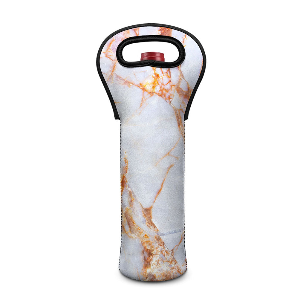 Grey Bronze Marble Print Single Neoprene Wine Tote