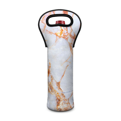 Grey Bronze Marble Print Single Neoprene Wine Tote