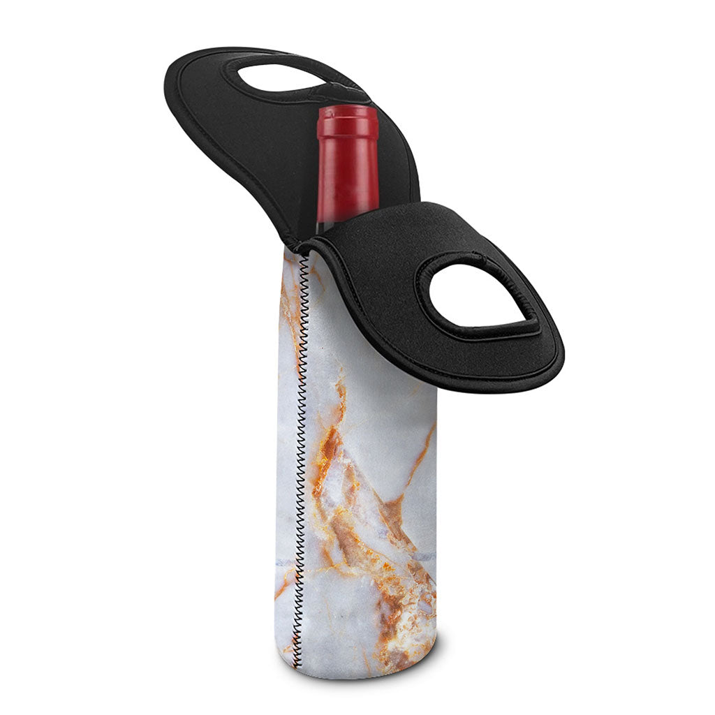 Grey Bronze Marble Print Single Neoprene Wine Tote
