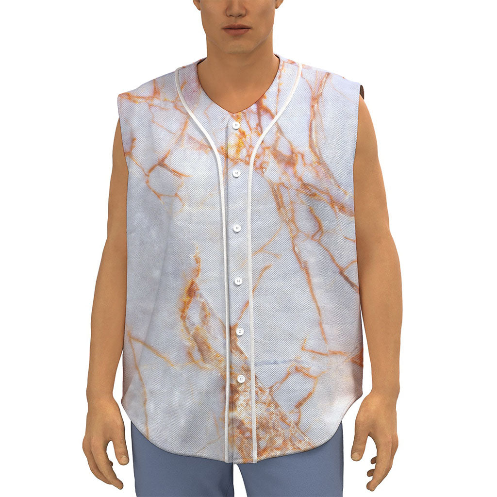 Grey Bronze Marble Print Sleeveless Baseball Jersey