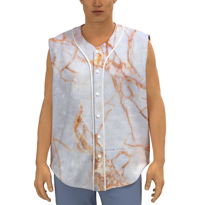 Grey Bronze Marble Print Sleeveless Baseball Jersey