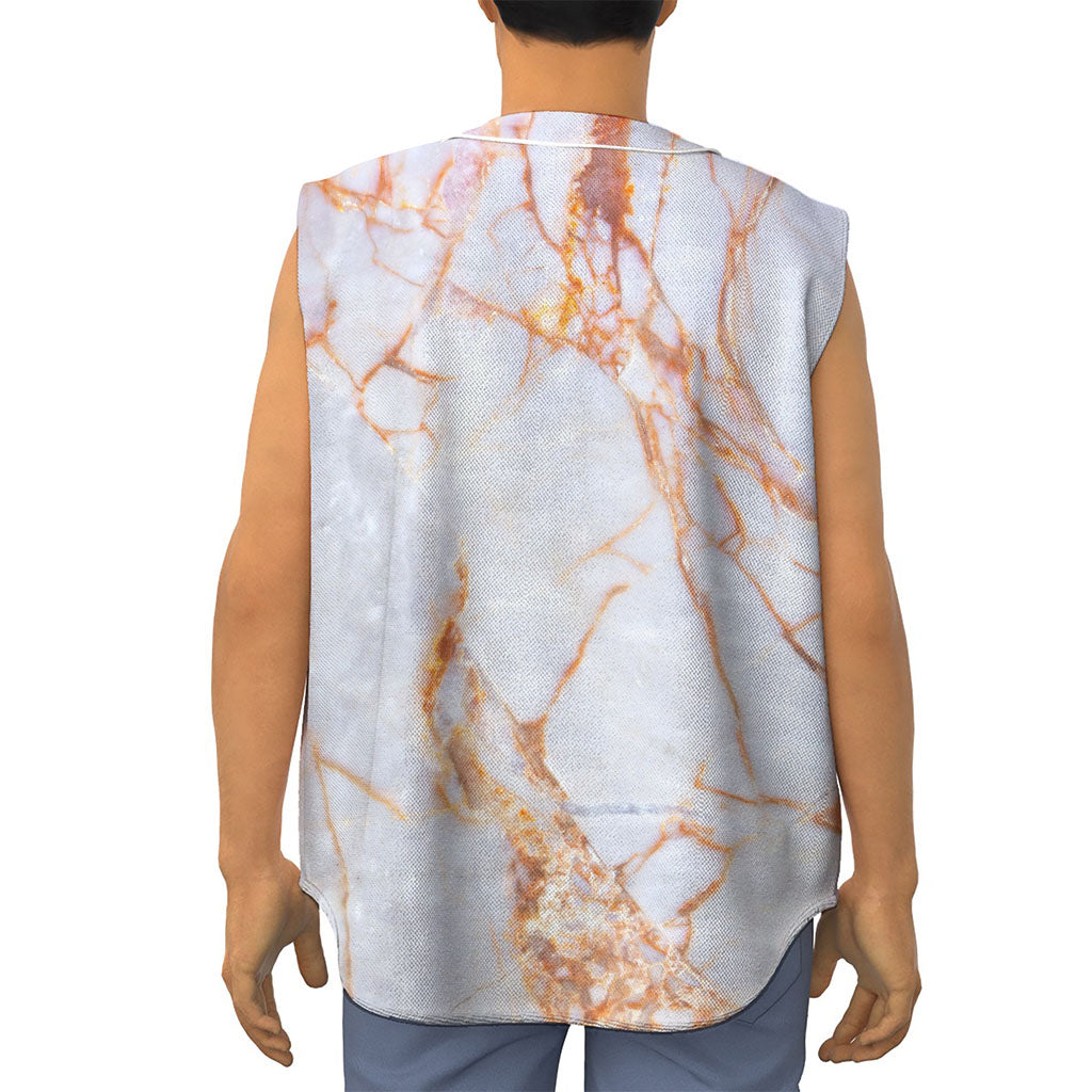 Grey Bronze Marble Print Sleeveless Baseball Jersey