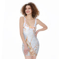 Grey Bronze Marble Print Sleeveless Bodycon Dress