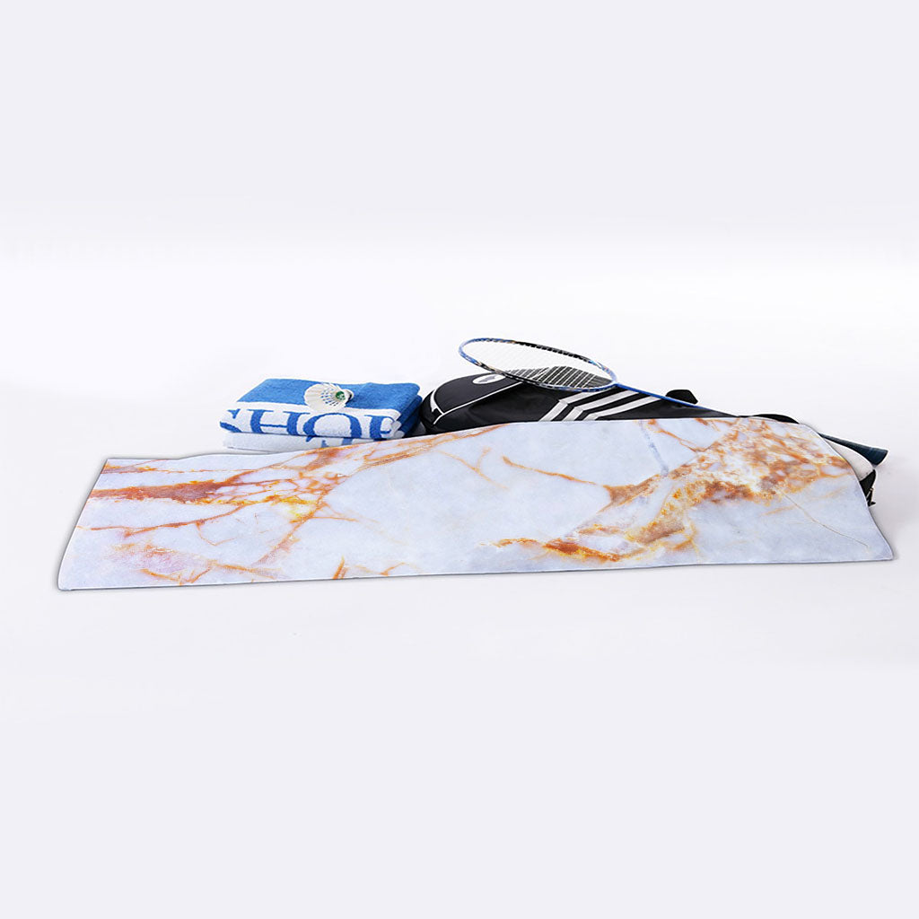 Grey Bronze Marble Print Sports Towel