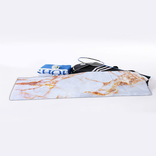 Grey Bronze Marble Print Sports Towel