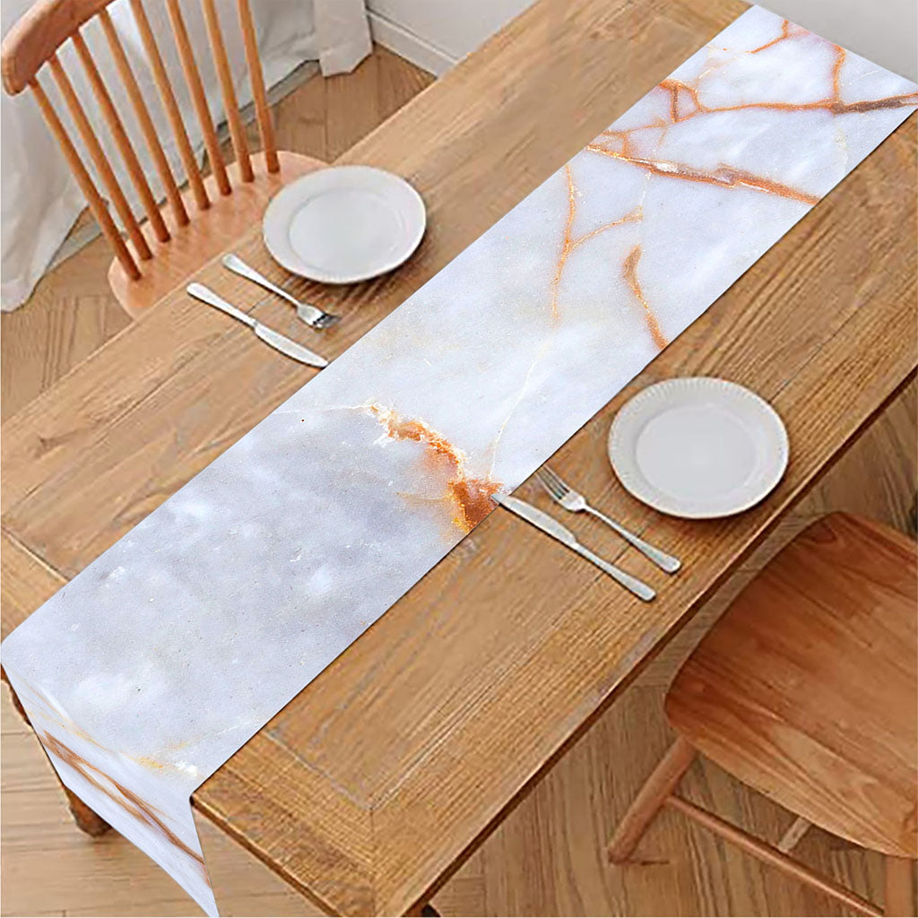 Grey Bronze Marble Print Table Runner