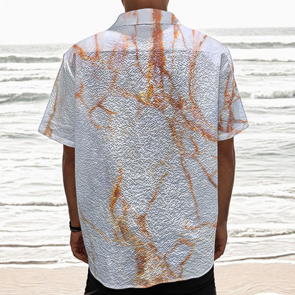 Grey Bronze Marble Print Textured Short Sleeve Shirt