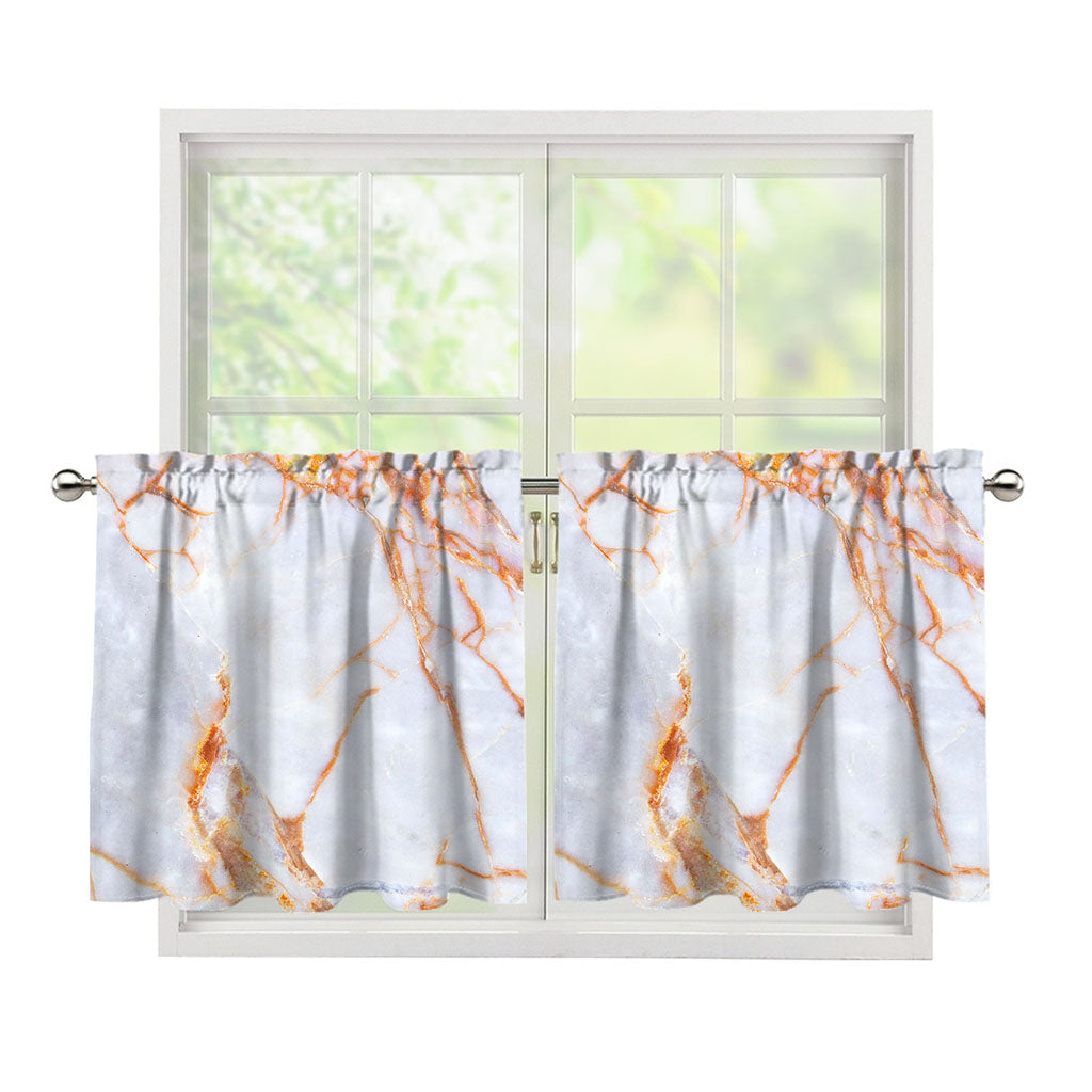 Grey Bronze Marble Print Tier Curtains
