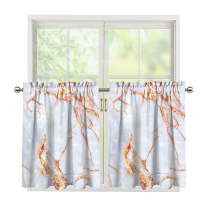 Grey Bronze Marble Print Tier Curtains