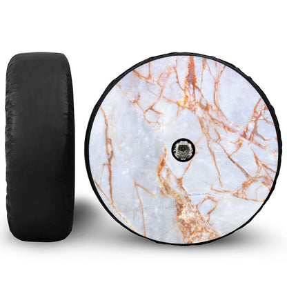 Grey Bronze Marble Print Tire Cover With Camera Hole