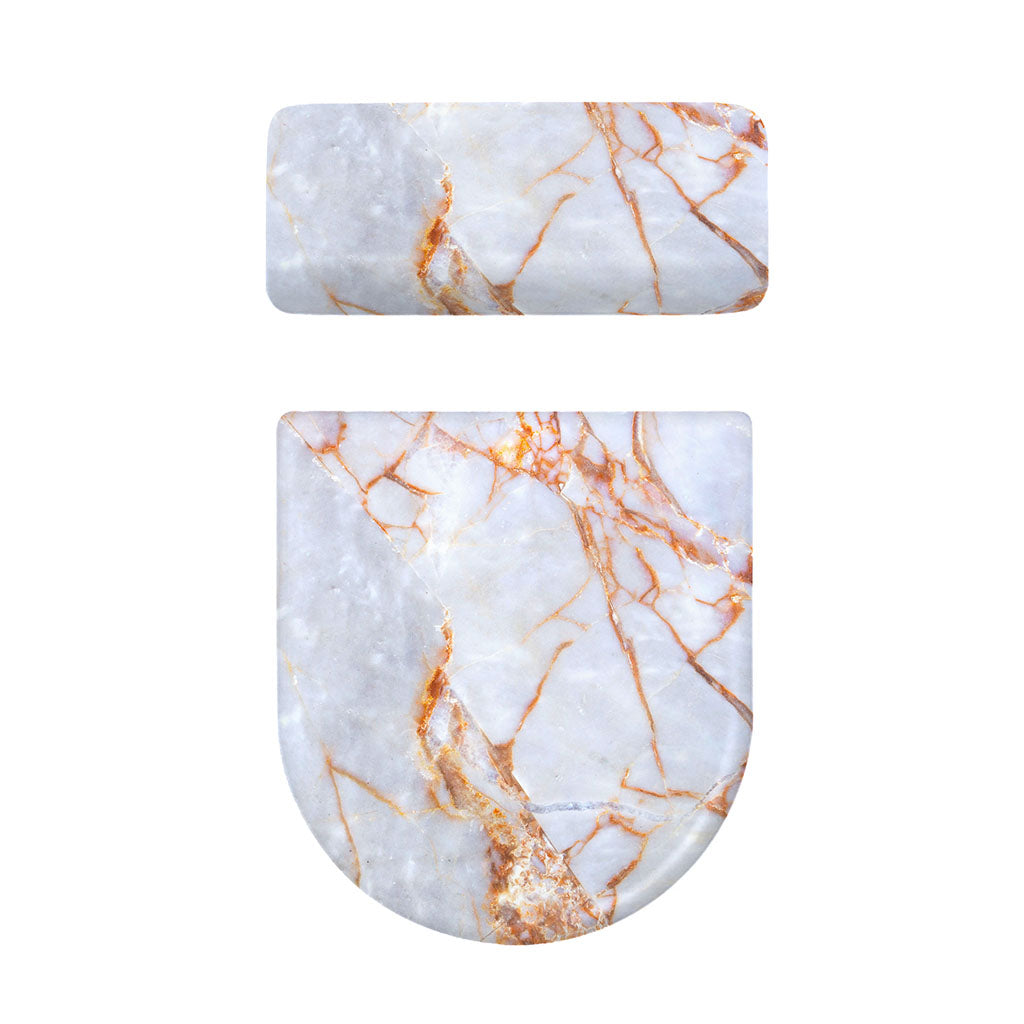 Grey Bronze Marble Print Toilet Lid And Tank Cover Set