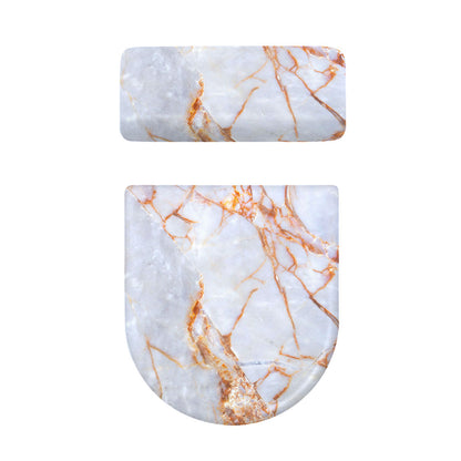 Grey Bronze Marble Print Toilet Lid And Tank Cover Set