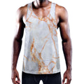 Grey Bronze Marble Print Men's Workout Tank Top