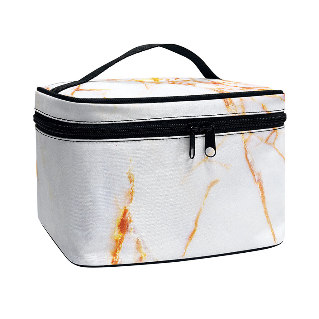 Grey Bronze Marble Print Travel Makeup Bag