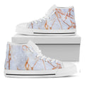 Grey Bronze Marble Print White High Top Sneakers