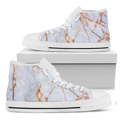 Grey Bronze Marble Print White High Top Sneakers