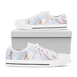 Grey Bronze Marble Print White Low Top Sneakers
