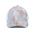 Grey Bronze Marble Print White Mesh Trucker Hat