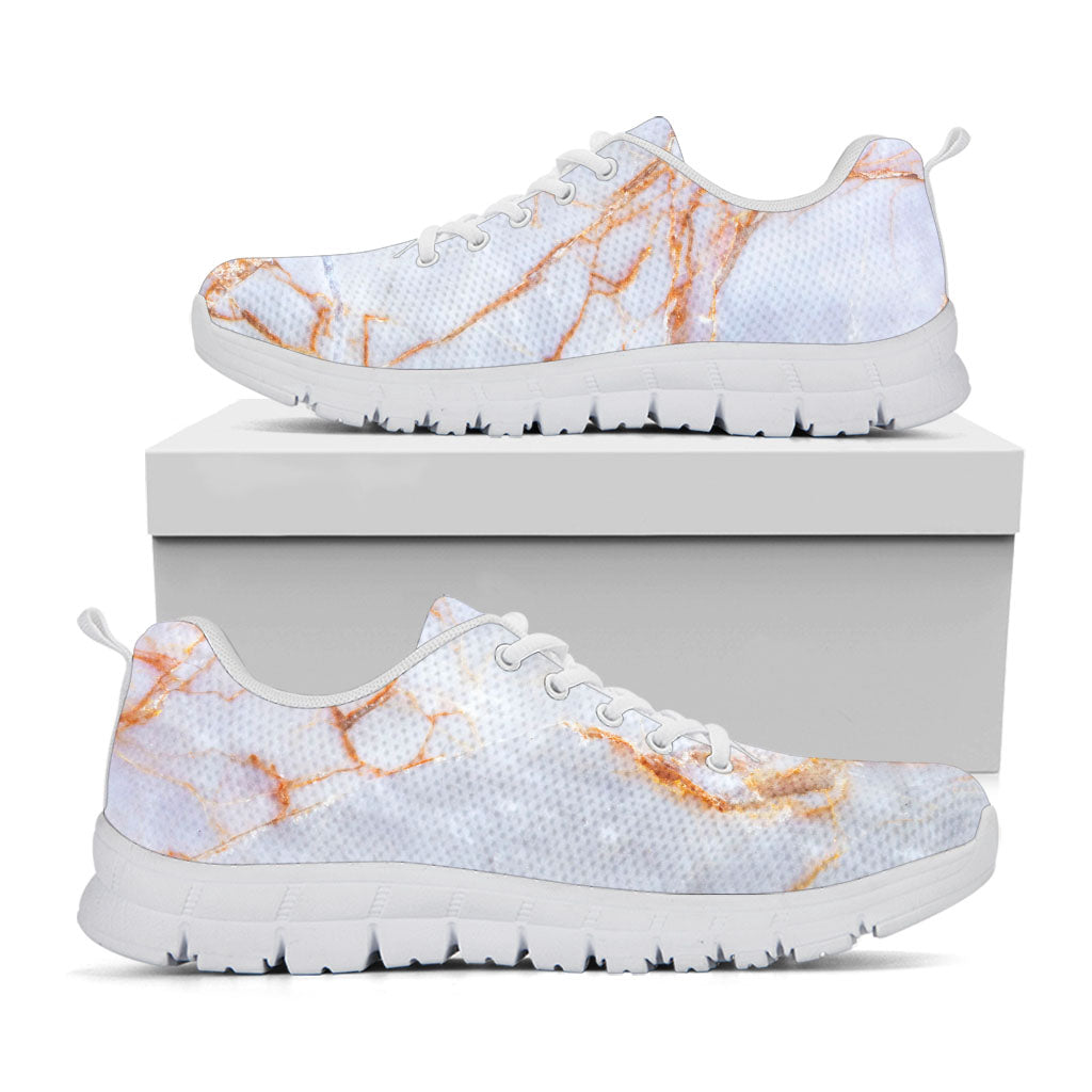 Grey Bronze Marble Print White Running Shoes