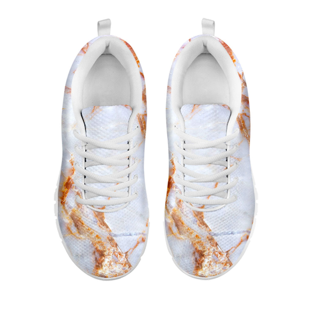 Grey Bronze Marble Print White Running Shoes