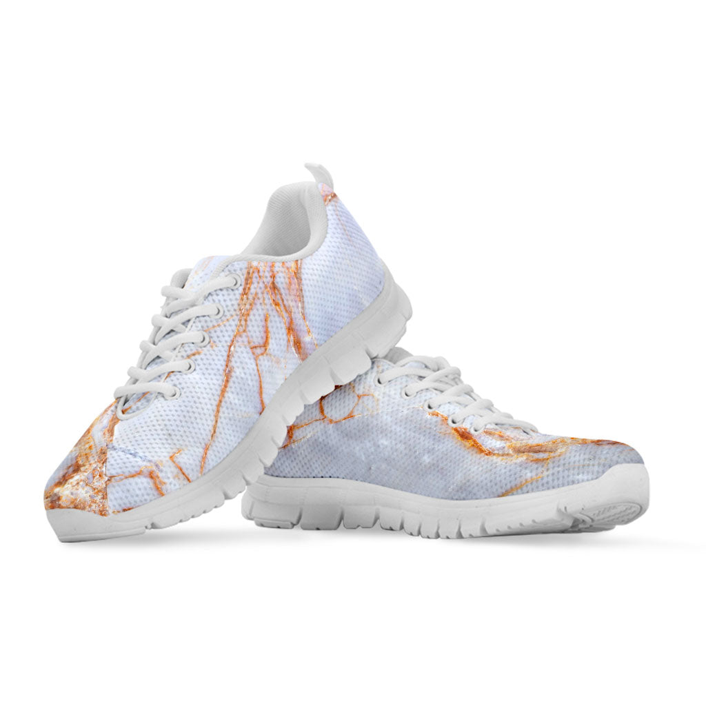 Grey Bronze Marble Print White Running Shoes