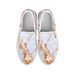 Grey Bronze Marble Print White Slip On Sneakers