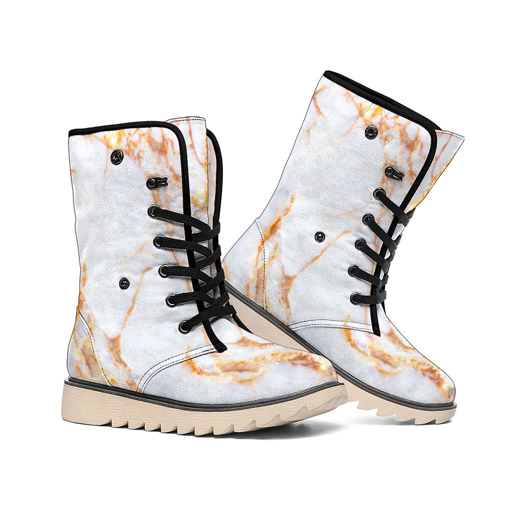 Grey Bronze Marble Print Winter Boots